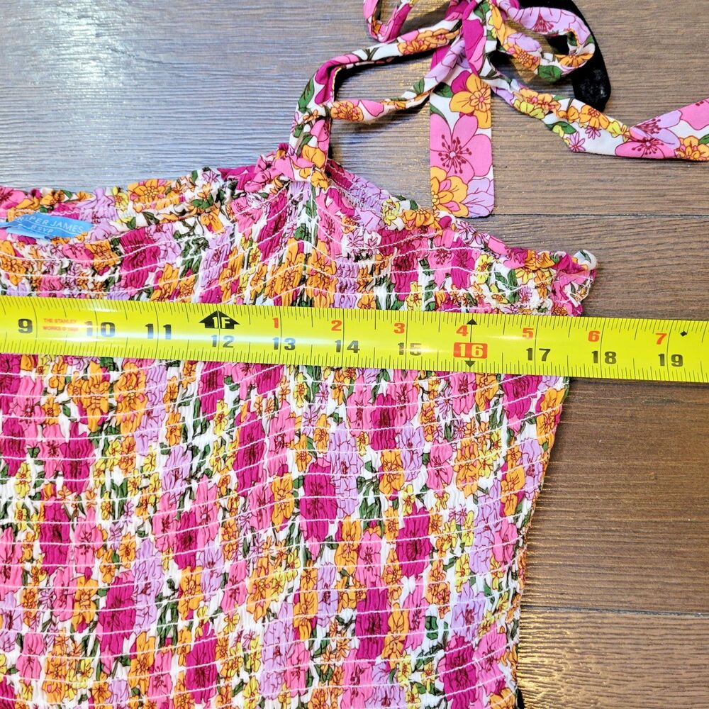 Draper James RSVP Maxi Dress Floral Smocked Tiered Sz XL Summer Pockets Babydoll - Picture 8 of 10